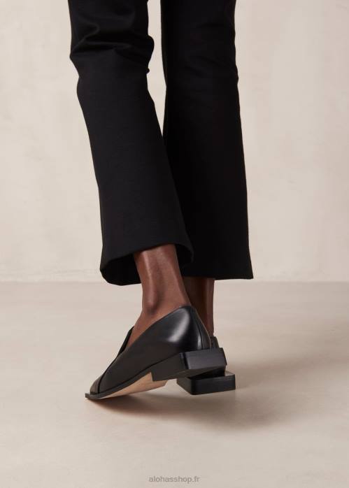 femmes noir P64N483 Alohas kaizen - mocassins en cuir noir