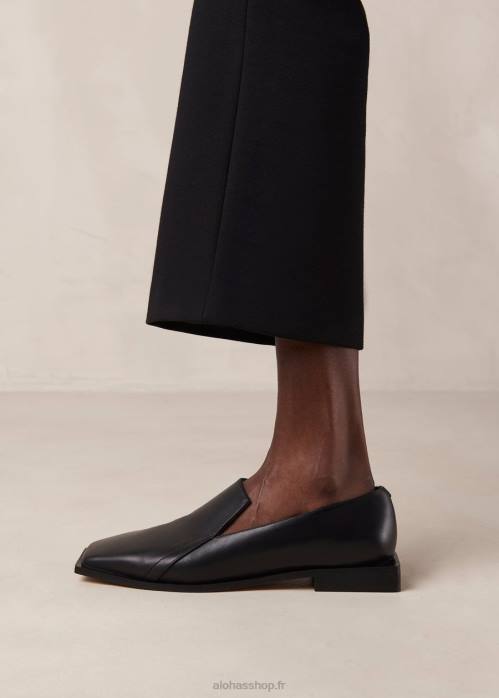 femmes noir P64N483 Alohas kaizen - mocassins en cuir noir