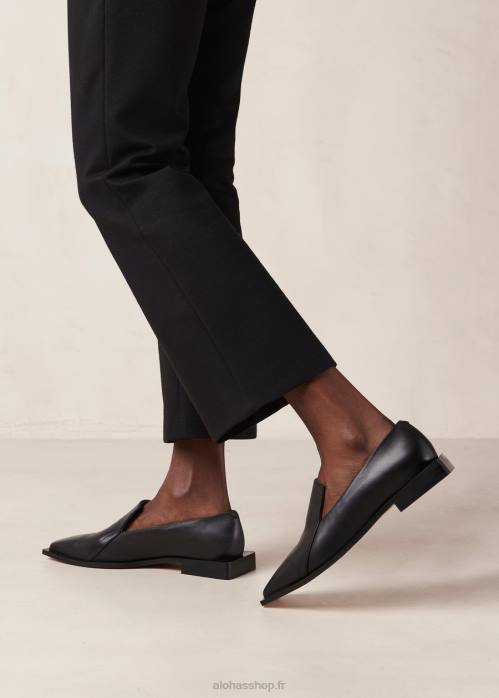 femmes noir P64N483 Alohas kaizen - mocassins en cuir noir
