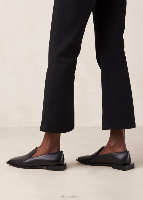 femmes noir P64N483 Alohas kaizen - mocassins en cuir noir