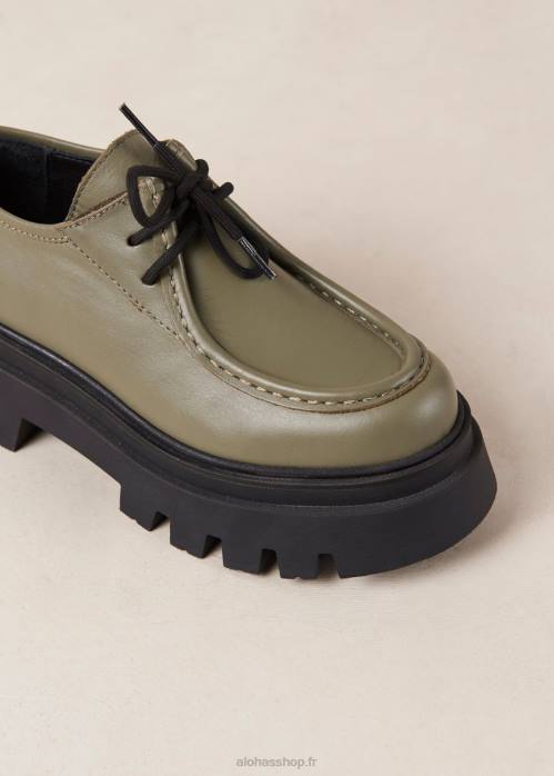 femmes olive poussiéreuse P64N155 Alohas tycoon - mocassins en cuir vert