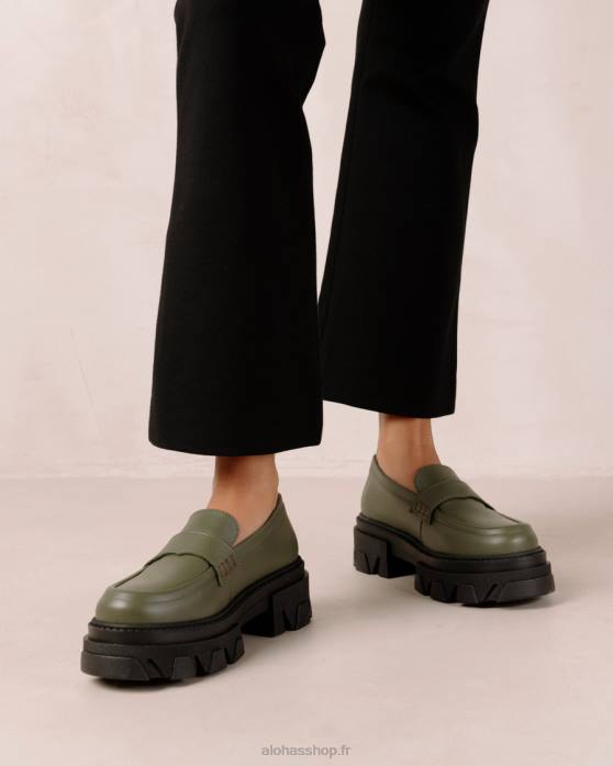 femmes olive poussiéreuse P64N26 Alohas trailblazer - mocassins en cuir vert