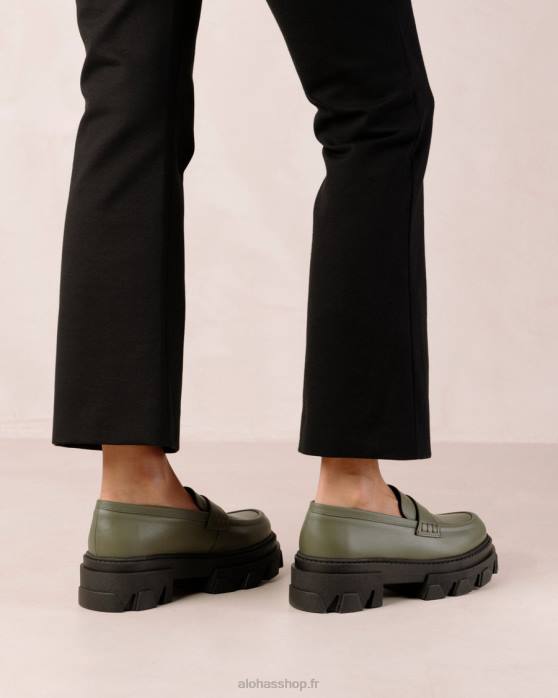 femmes olive poussiéreuse P64N26 Alohas trailblazer - mocassins en cuir vert