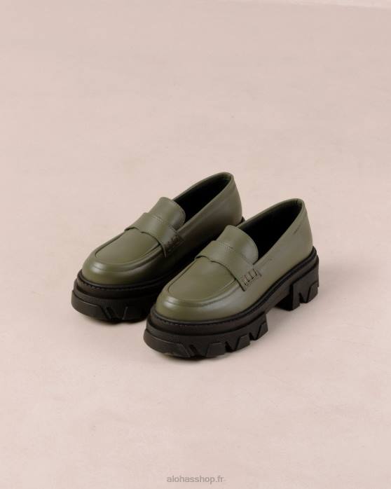 femmes olive poussiéreuse P64N26 Alohas trailblazer - mocassins en cuir vert
