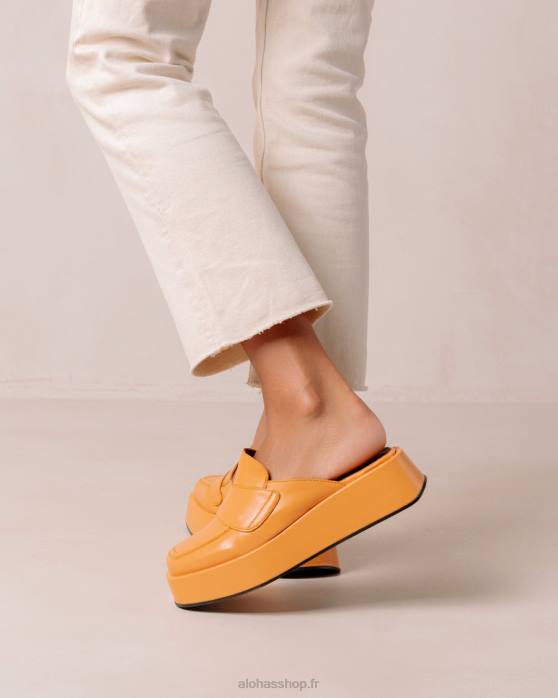 femmes orange épicée P64N314 Alohas tempera - mocassins en cuir vegan orange