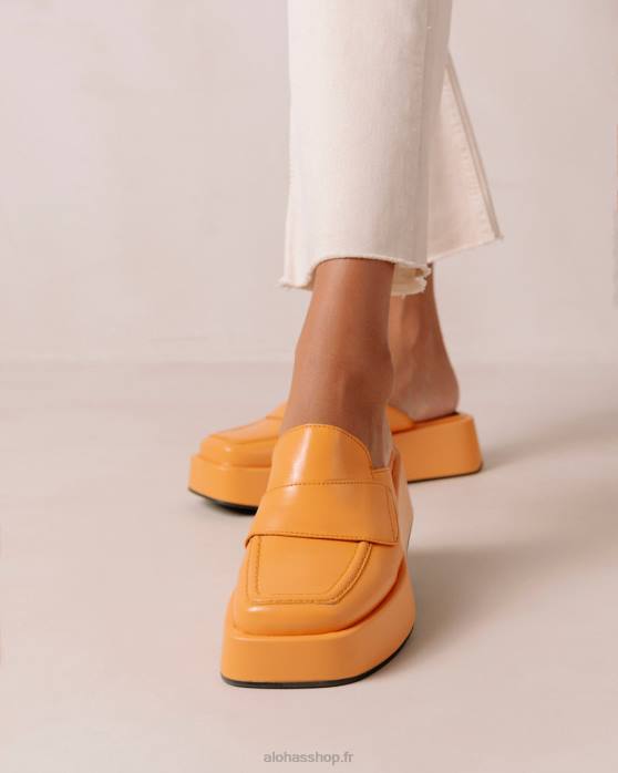 femmes orange épicée P64N314 Alohas tempera - mocassins en cuir vegan orange