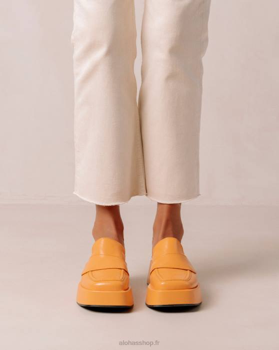 femmes orange épicée P64N314 Alohas tempera - mocassins en cuir vegan orange