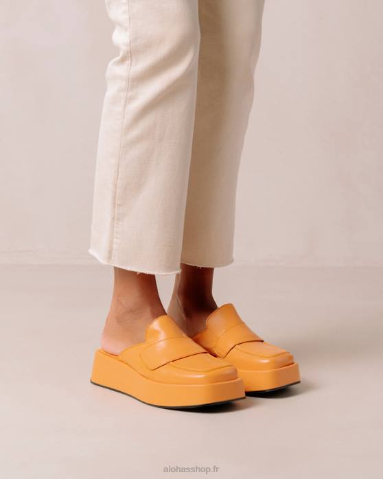 femmes orange épicée P64N314 Alohas tempera - mocassins en cuir vegan orange