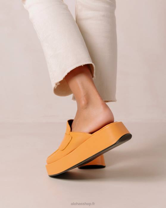 femmes orange épicée P64N314 Alohas tempera - mocassins en cuir vegan orange