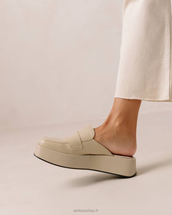 femmes tahini beige P64N312 Alohas tempera - mocassins en cuir vegan beige