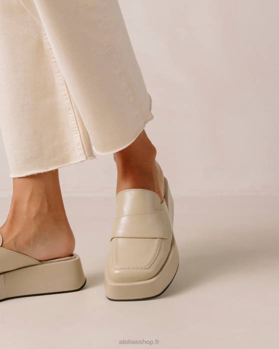 femmes tahini beige P64N312 Alohas tempera - mocassins en cuir vegan beige