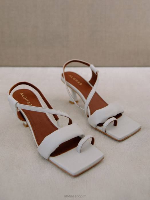 femmes glace P64N502 Alohas brides asymétriques - mules en cuir blanc