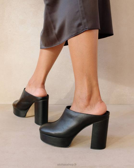 femmes noir P64N496 Alohas clock out - mules en cuir noir