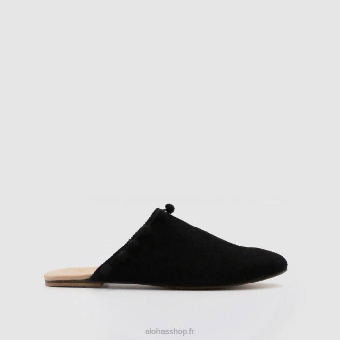 femmes noir P64N527 Alohas alex pom pom - mules en cuir noir