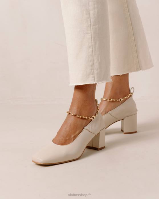 femmes Ivoire P64N347 Alohas bracelet de cheville agent - escarpins en cuir blanc