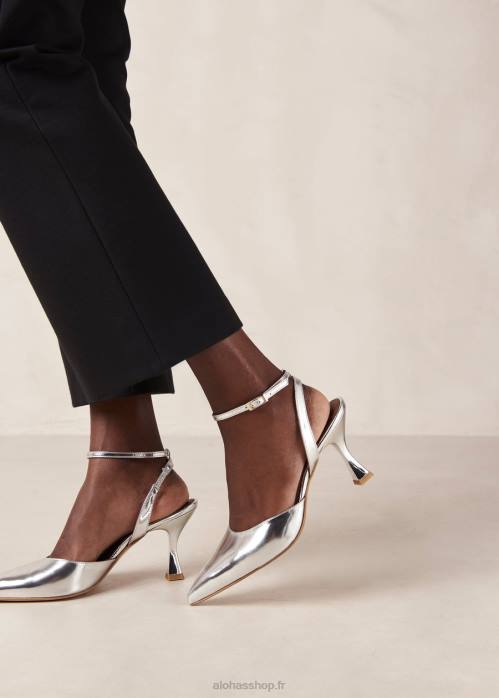 femmes argent scintillant P64N78 Alohas cendrillon scintillant - escarpins en cuir argenté