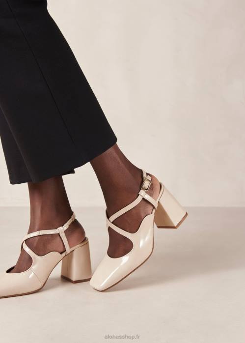 femmes crème P64N288 Alohas reggie - escarpins en cuir verni blanc