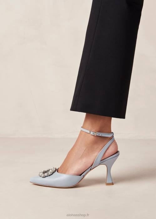 femmes cristal bleu bébé P64N84 Alohas cristal de cendrillon - escarpins en cuir bleu clair