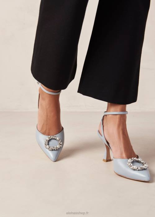 femmes cristal bleu bébé P64N84 Alohas cristal de cendrillon - escarpins en cuir bleu clair