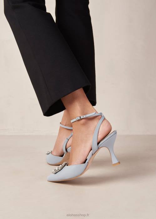 femmes cristal bleu bébé P64N84 Alohas cristal de cendrillon - escarpins en cuir bleu clair