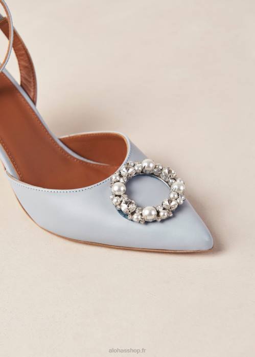 femmes cristal bleu bébé P64N84 Alohas cristal de cendrillon - escarpins en cuir bleu clair