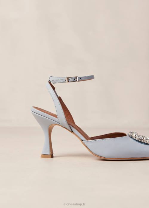 femmes cristal bleu bébé P64N84 Alohas cristal de cendrillon - escarpins en cuir bleu clair