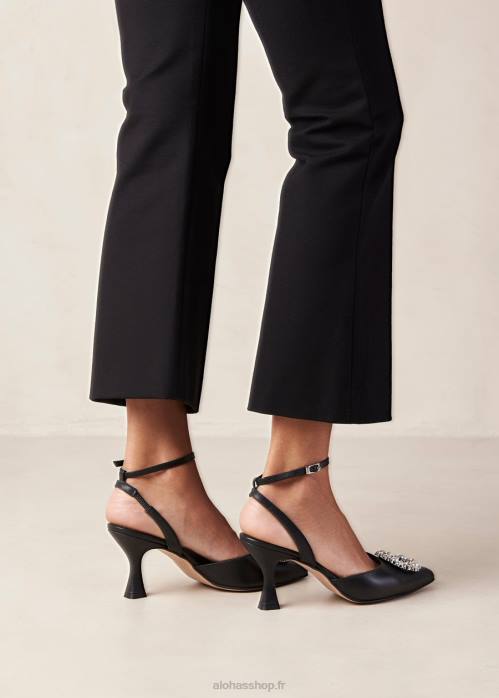 femmes cristal noir P64N85 Alohas cristal de cendrillon - escarpins en cuir noir