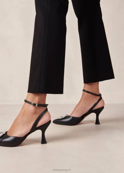femmes cristal noir P64N85 Alohas cristal de cendrillon - escarpins en cuir noir