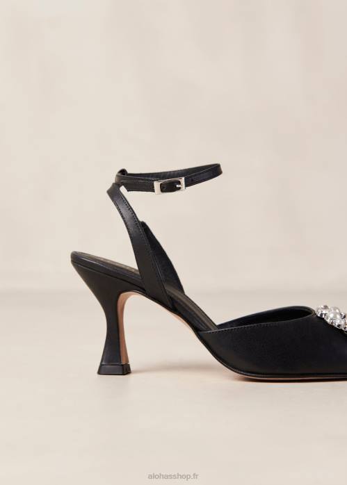 femmes cristal noir P64N85 Alohas cristal de cendrillon - escarpins en cuir noir