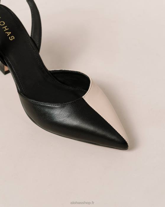 femmes ivoire noir P64N82 Alohas cendrillon - escarpins en cuir noir et blanc