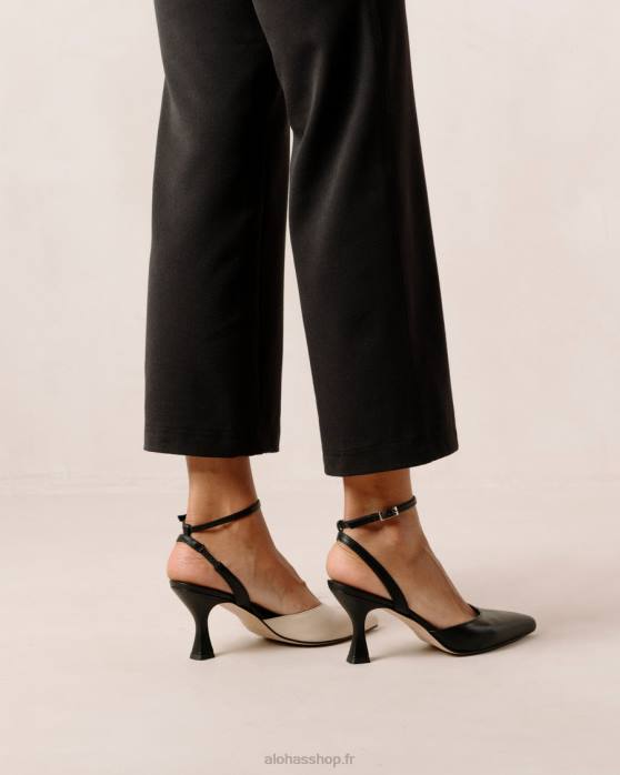 femmes ivoire noir P64N82 Alohas cendrillon - escarpins en cuir noir et blanc