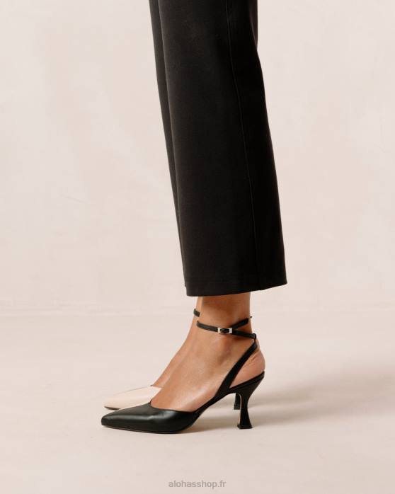 femmes ivoire noir P64N82 Alohas cendrillon - escarpins en cuir noir et blanc
