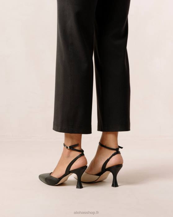 femmes ivoire noir P64N82 Alohas cendrillon - escarpins en cuir noir et blanc