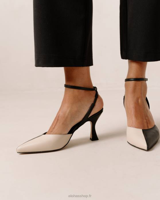 femmes ivoire noir P64N82 Alohas cendrillon - escarpins en cuir noir et blanc