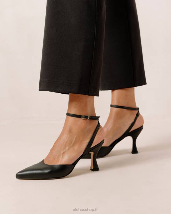 femmes noir P64N81 Alohas cendrillon - escarpins en cuir noir