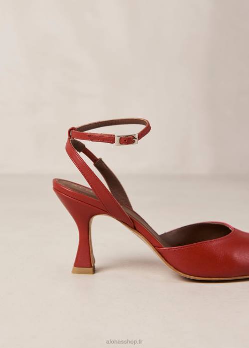 femmes rouge à lèvres rouge magenta P64N80 Alohas cendrillon - escarpins en cuir rouge et rose