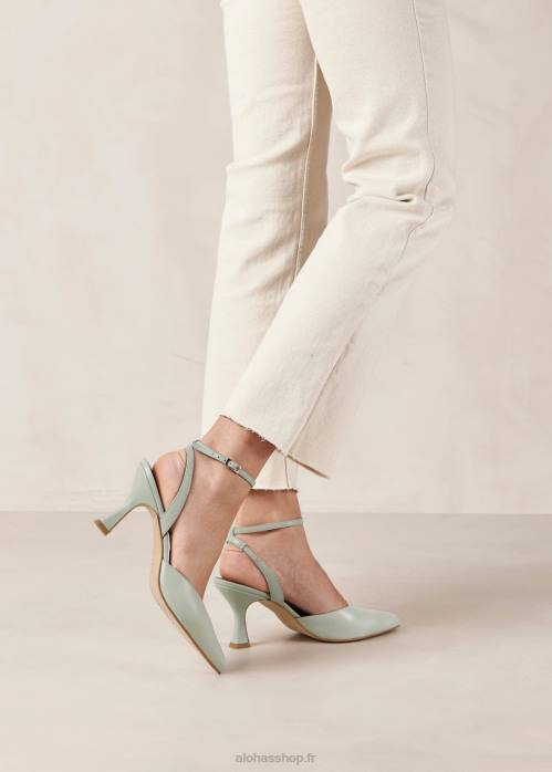 femmes verdoyant P64N79 Alohas cendrillon - escarpins en cuir vert