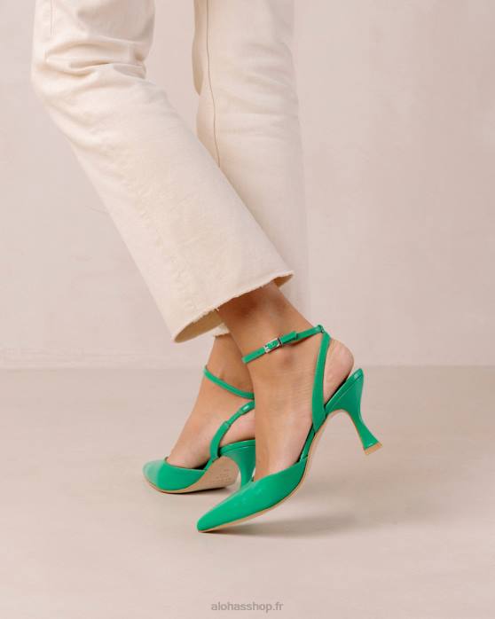 femmes vert brillant P64N89 Alohas cendrillon brillant - escarpins en cuir vert