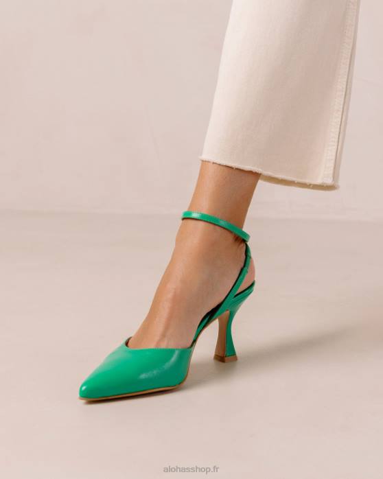 femmes vert brillant P64N89 Alohas cendrillon brillant - escarpins en cuir vert