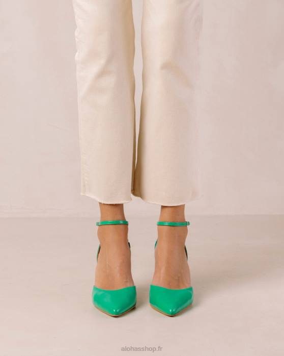 femmes vert brillant P64N89 Alohas cendrillon brillant - escarpins en cuir vert