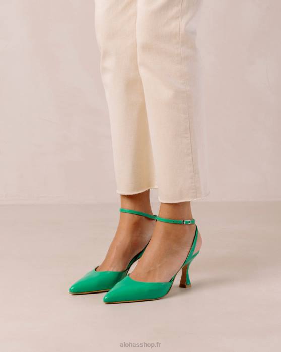 femmes vert brillant P64N89 Alohas cendrillon brillant - escarpins en cuir vert