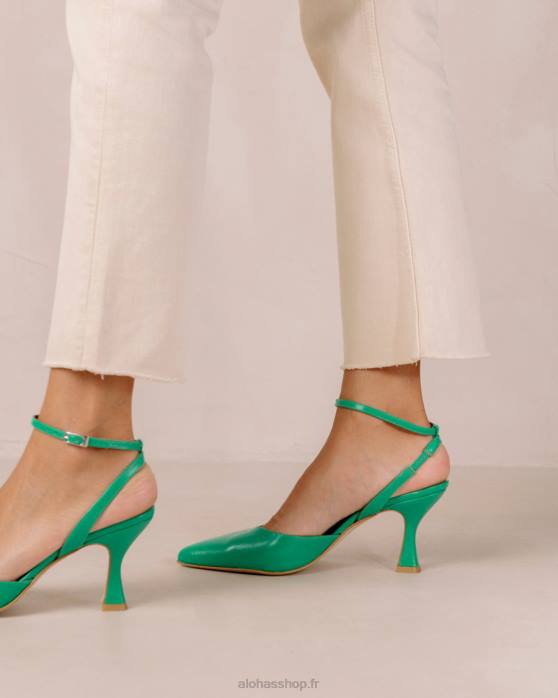 femmes vert brillant P64N89 Alohas cendrillon brillant - escarpins en cuir vert