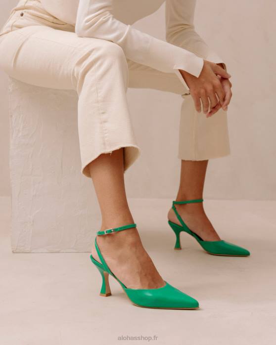 femmes vert brillant P64N89 Alohas cendrillon brillant - escarpins en cuir vert