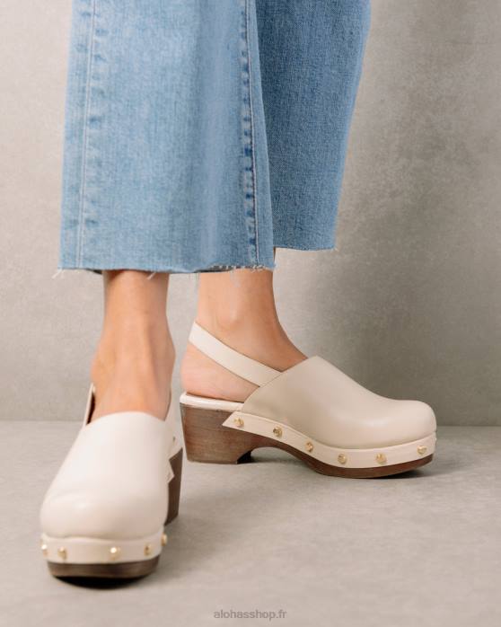 femmes Ivoire P64N420 Alohas vinyle - sabots en cuir blanc