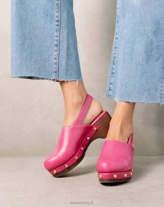 femmes magenta P64N422 Alohas vinyle - sabots en cuir rose
