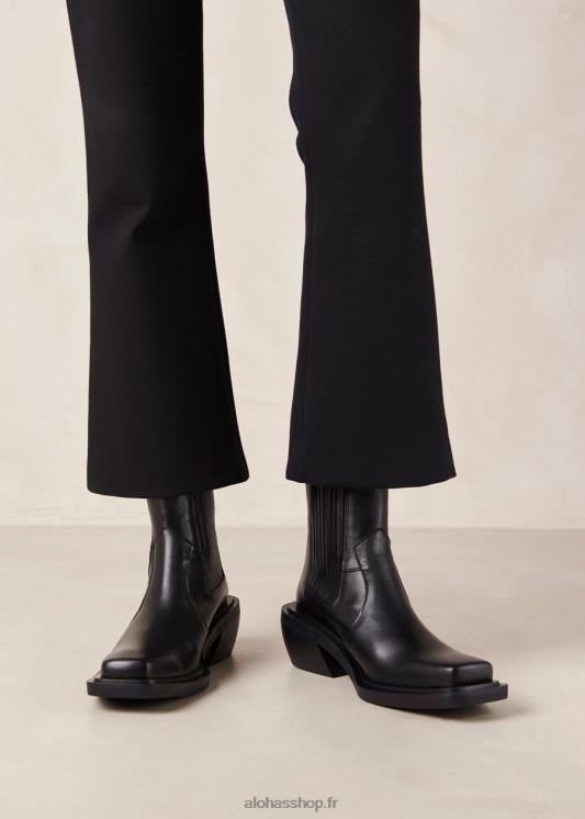 Alohas Women Ranch - Black Leather Boots Black 04X4R385