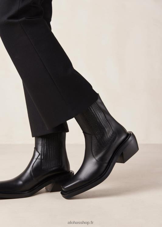 Alohas Women Ranch - Black Leather Boots Black 04X4R385