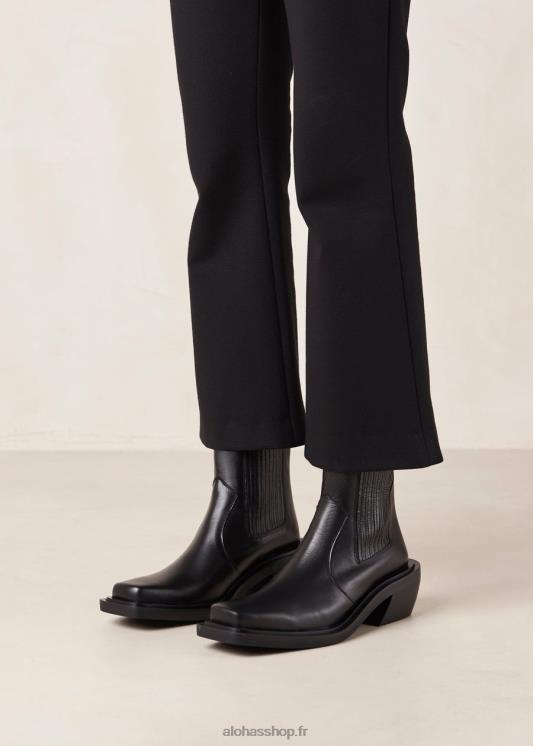 Alohas Women Ranch - Black Leather Boots Black 04X4R385