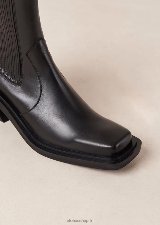 Alohas Women Ranch - Black Leather Boots Black 04X4R385