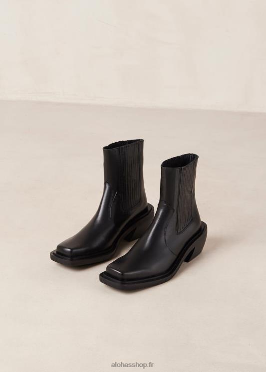 Alohas Women Ranch - Black Leather Boots Black 04X4R385